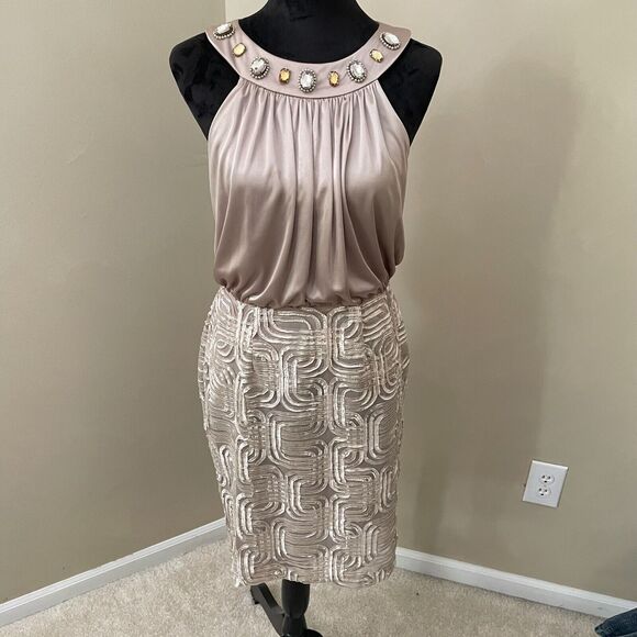 Jessica Howard Dresses & Skirts - Jessica Howard Evenings Halter Cocktail Dress Satin Embellished Size 8 *Flaw*